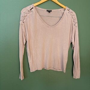 Express Lace-Up Shoulder Long Sleeve Top - Size XS